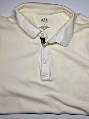 Armani Exchange A|X White Piqué Slim Fit Polo Shirt Men’s M Authentic EUC